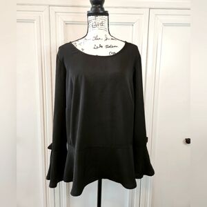 Eloquii Black Ruffled Blouse